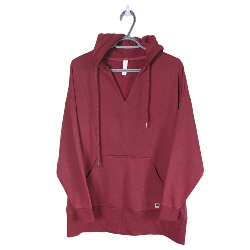 Daily Practice by Anthropologie Long-Sleeve Hoodie Mini Dress Burgundy Size XS